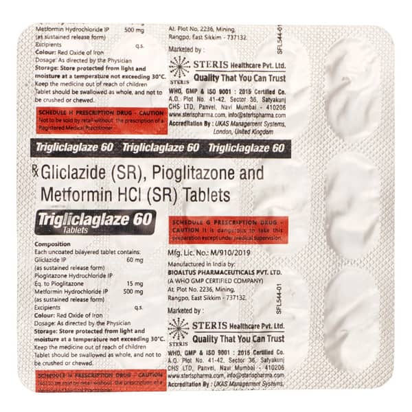 Trigliclaglaze 60Mg Strip Of 15 Tablets
