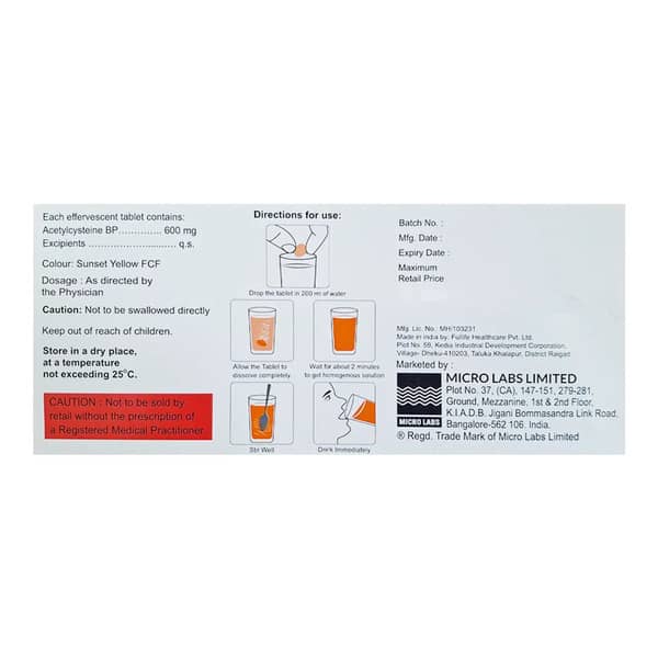 Pulmucus 600Mg Orange Flavour Strip Of 10 Effervescent Tablets