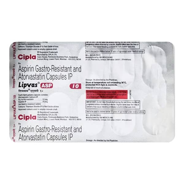 Lipvas Asp 10Mg Strip Of 10 Capsules