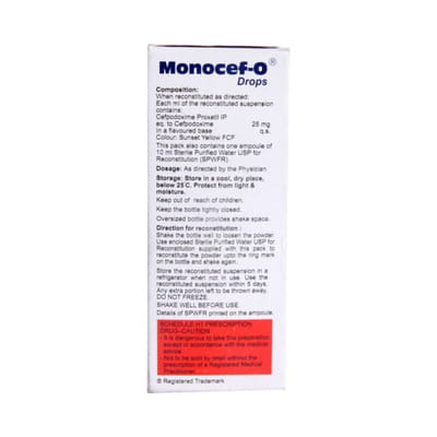 Monocef O 25mg Bottle Of 10ml Oral Drops