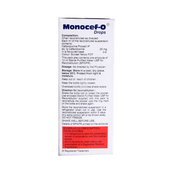 Monocef O 25mg Bottle Of 10ml Oral Drops