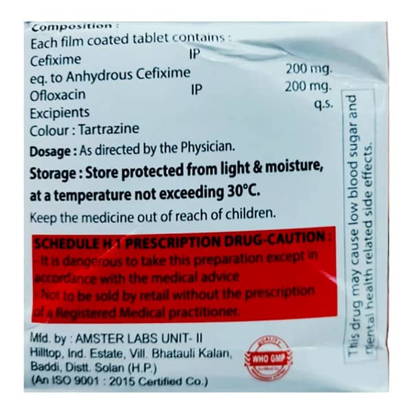 Cefoxin 200/200Mg Strip Of 10 Tablets