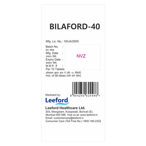 Bilaford 40mg Strip Of 10 Tablets