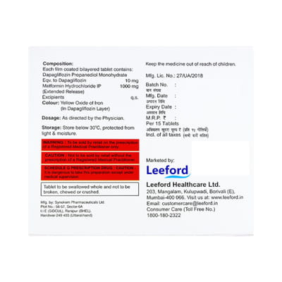 Dapzigard 10mg M Forte Strip Of 15 Tablets