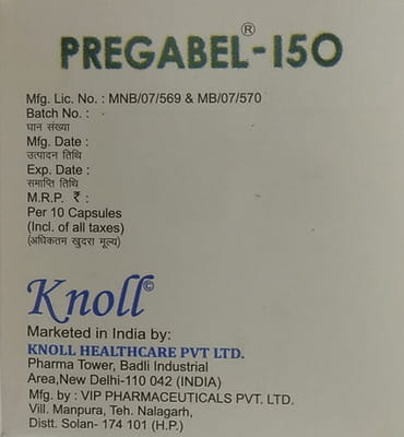 Pregabel 150 Mg Strip Of 10 Capsules