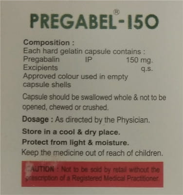 Pregabel 150 Mg Strip Of 10 Capsules