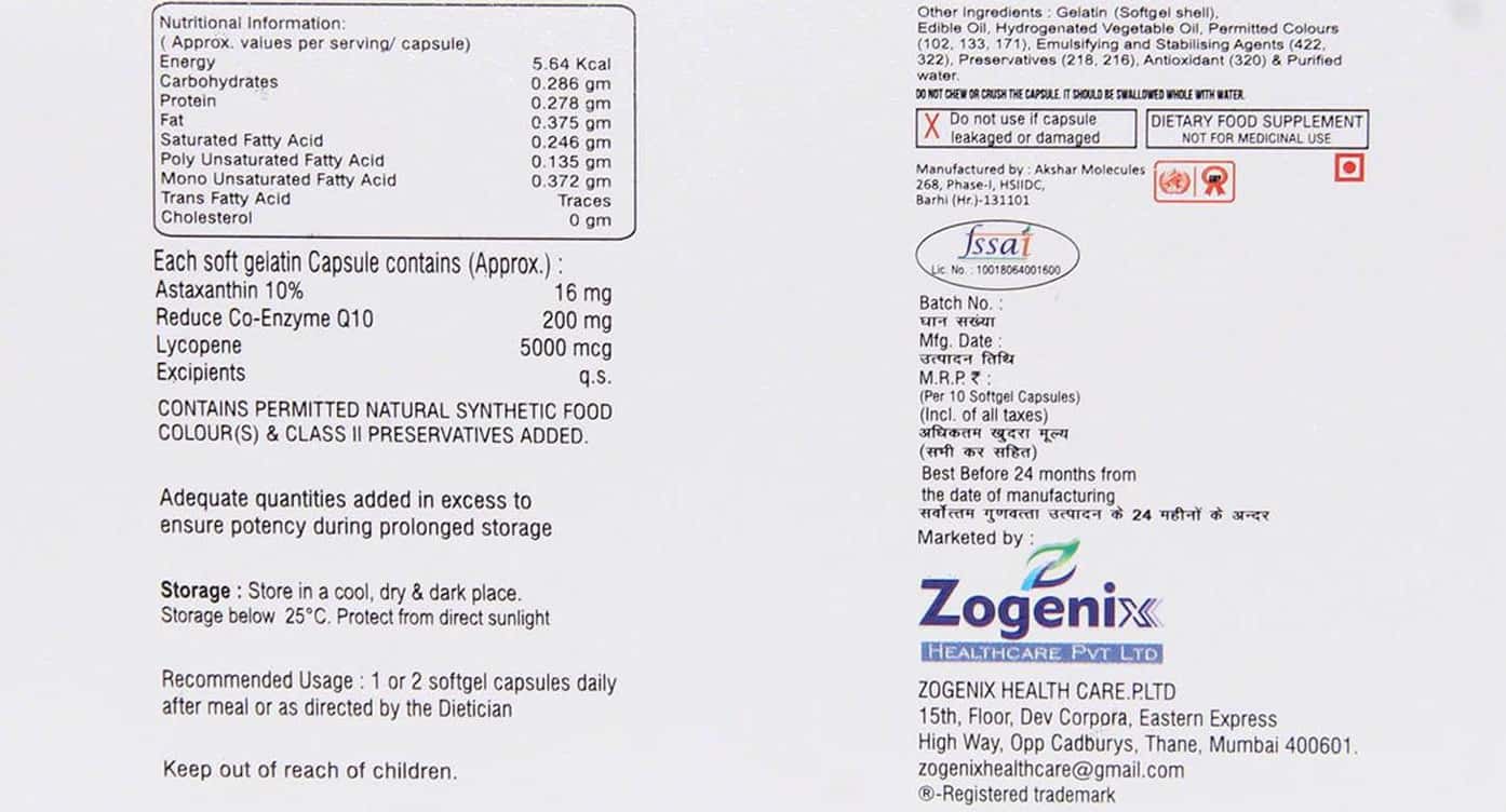 Buy Zo Q Ten Strip Of 10 Softgel Capsules Online & Save Up to 24