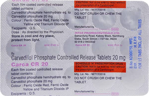 Carca Cr 20mg Strip Of 15 Tablets