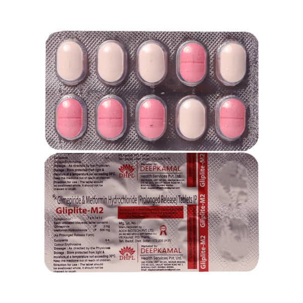 Gliplite M 2mg Strip Of 10 Tablets