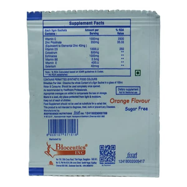 Immunizer Orange Flavour Sugar Free Sachet Of 5Gm Powder