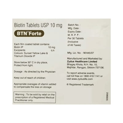Btn Forte 10mg Strip Of 30 Tablets