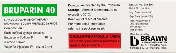 Bruparin 40Mg Pre Filled Syringe Of 0.4Ml Injection