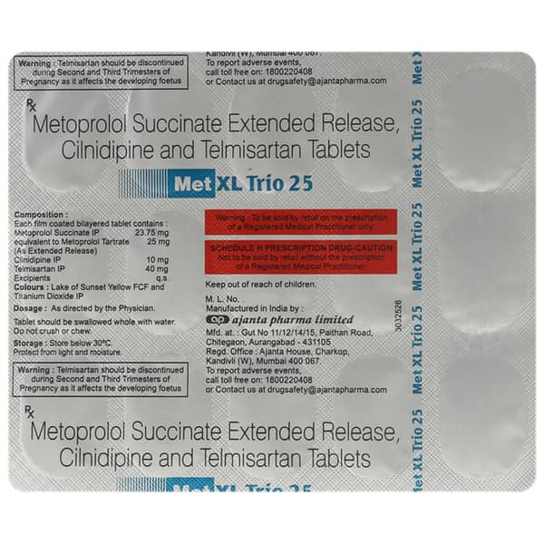 Met Xl Trio 25mg Strip Of 15 Tablets