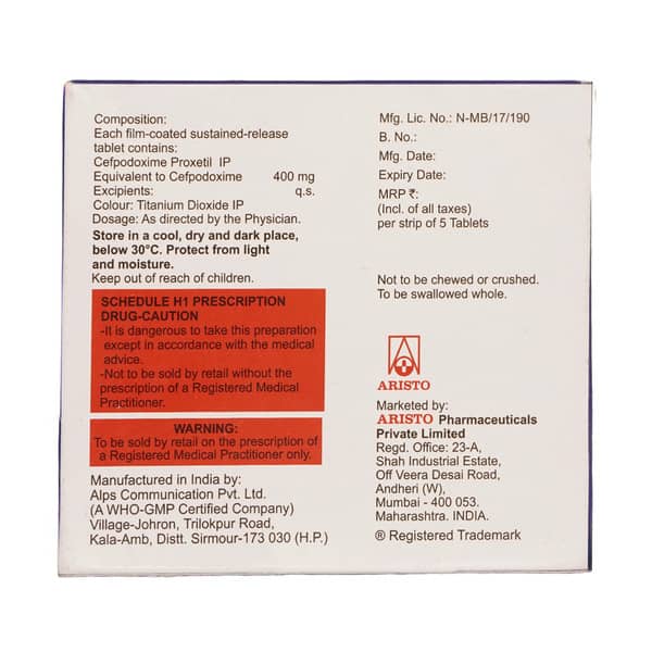 Monocef O Sr 400mg Strip Of 5 Tablets