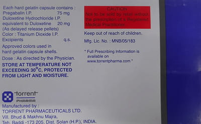 Pregaba D 75/20mg Strip Of 10 Capsules