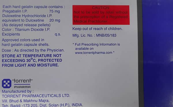 Pregaba D 75/20mg Strip Of 10 Capsules