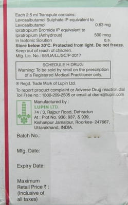 Salbair I Neb 0.63mg 2.5ml Packet Of 5 Transpules