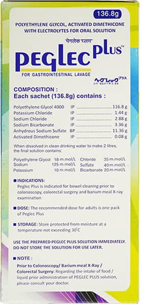 Peglec Plus Mixed Fruit And Orange Flavour Sachet Of 136.8gm Powder