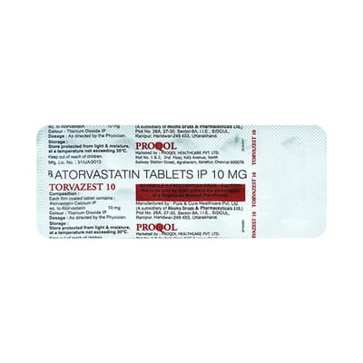 Torvazest 10mg Strip Of 10 Tablets