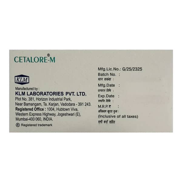 Cetalore M 10/5Mg Strip Of 10 Tablets