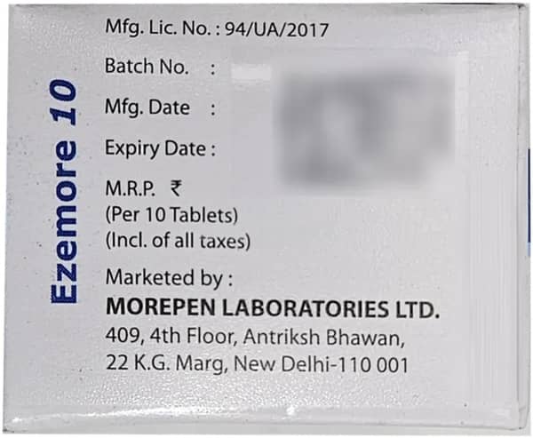 Ezemore 10Mg Strip Of 10 Tablets