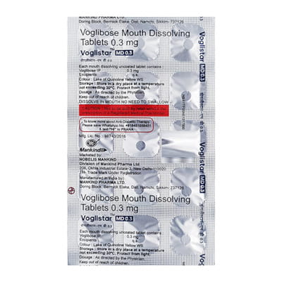 Voglistar Md 0.3mg Strip Of 15 Tablets