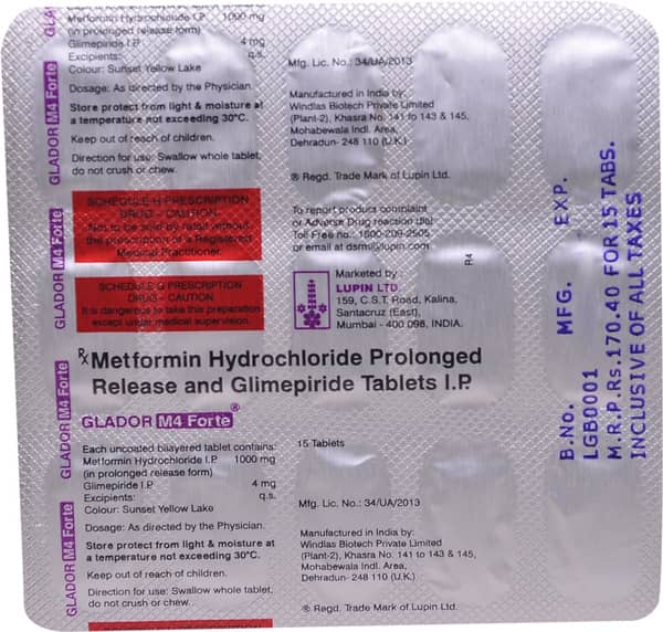 Glador M 4Mg Forte Strip Of 15 Tablets