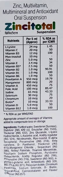 Zincitotal Bottle Of 100ml Suspension