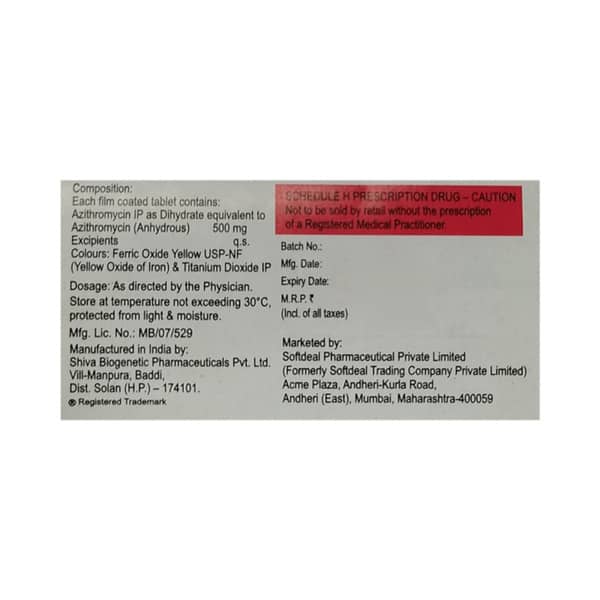 Azax 500mg Strip Of 5 Tablets