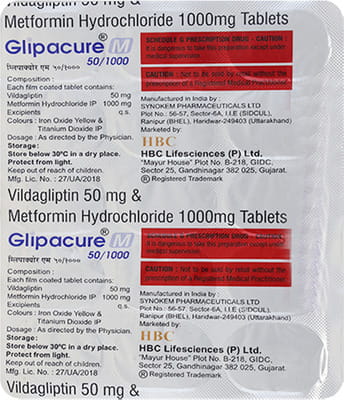 Glipacure M 50/1000mg Strip Of 15 Tablets