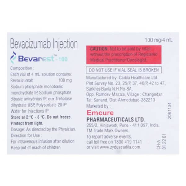 Bevarest 100mg Vial Of 4ml Solution For Infusion