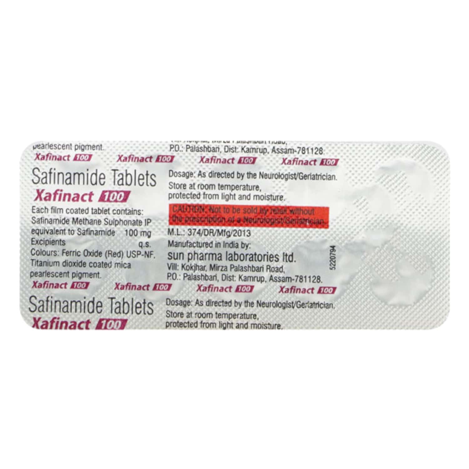 xafinact 100mg tablets