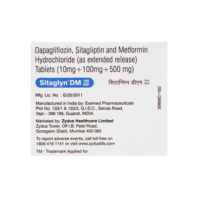 Sitaglyn Dm 100/500mg Strip Of 10 Tablets