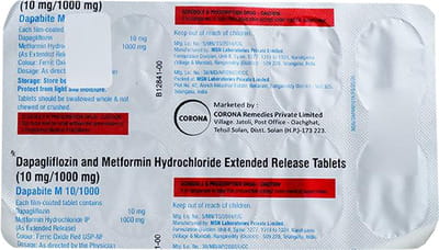Dapabite M 10/1000mg Strip Of 10 Tablets