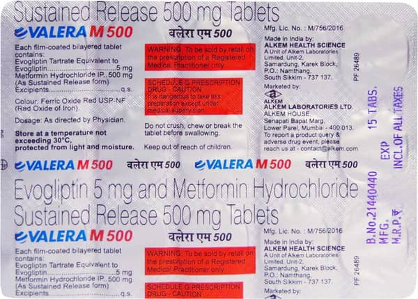 Valera M 500mg Strip Of 15 Tablets