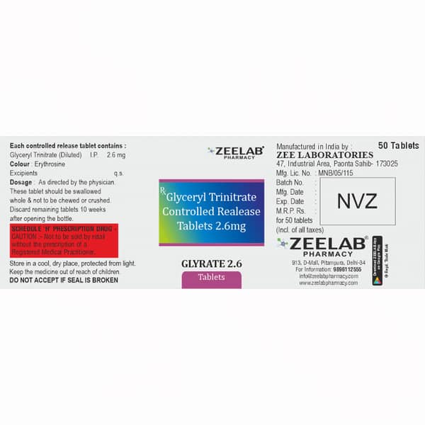 Glyrate 2.6mg Bottle Of 50 Tablets