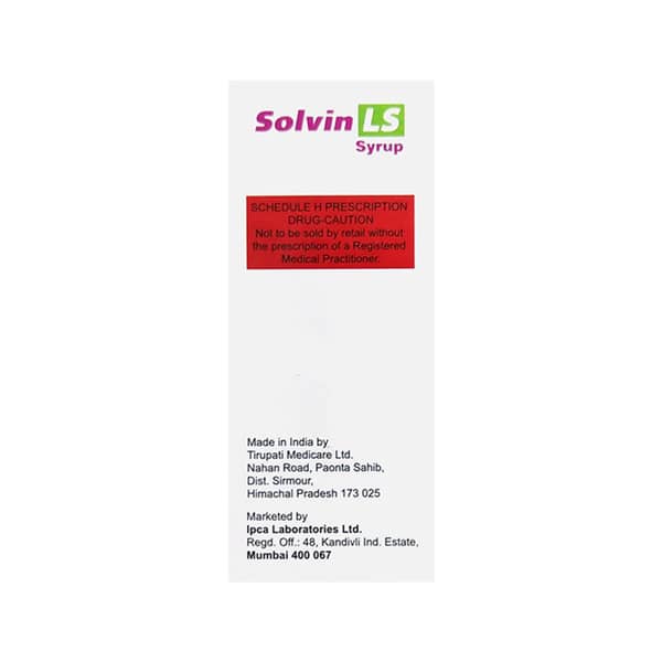Solvin Ls Sugar Free Bottle Of 60ml Syrup
