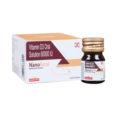 Neuferol D3 Nano Shot Butter Scotch Flavour Sugar Free Bottle Of 5ml Oral Solution (Pack Of 4)