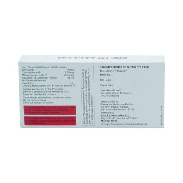 Ctd Mt 6.25/25/40mg Strip Of 10 Tablets