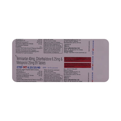 Ctd Mt 6.25/25/40mg Strip Of 10 Tablets