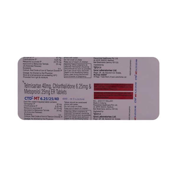 Ctd Mt 6.25/25/40mg Strip Of 10 Tablets