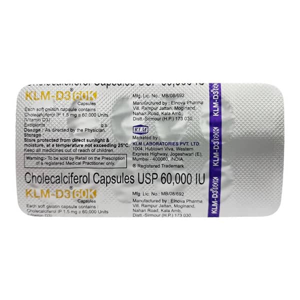 Klm D3 60 K Strip Of 8 Capsules