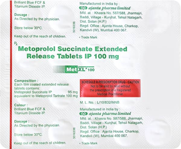 Met Xl 100mg Strip Of 20 Tablets