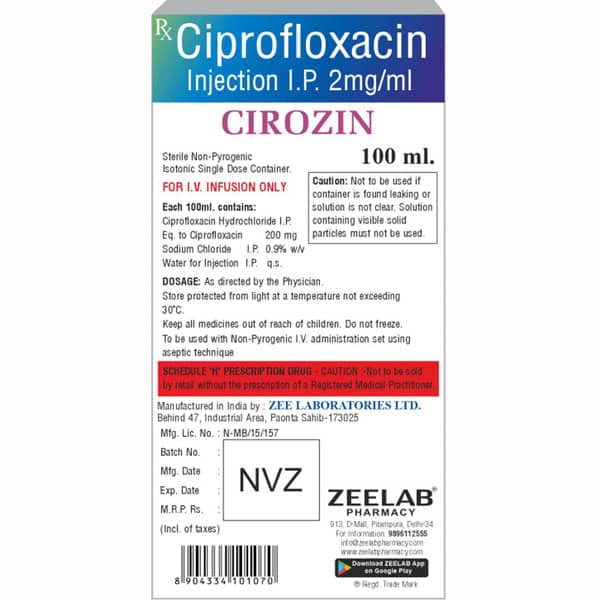 Cirozin 200Mg Bottle Of 100Ml Solution For Infusion