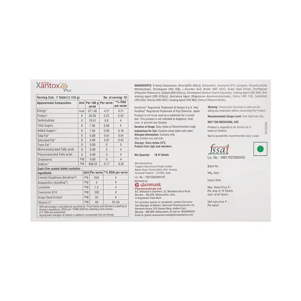 Xantox Glo Plus Strip Of 10 Tablets