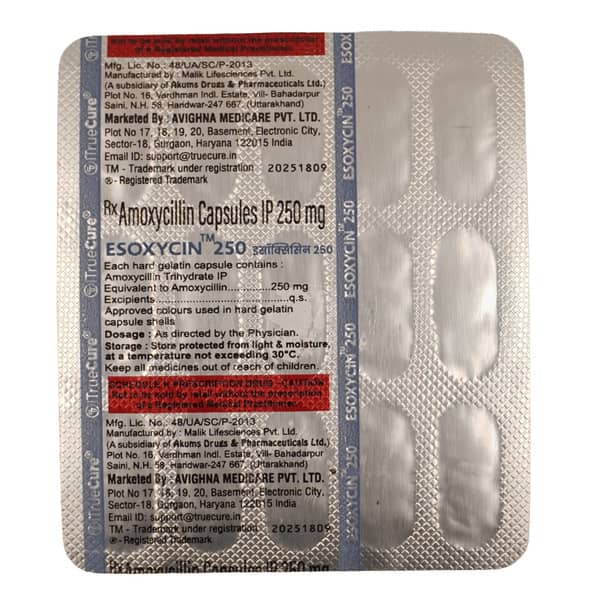 Esoxycin 250Mg Strip Of 15 Capsules