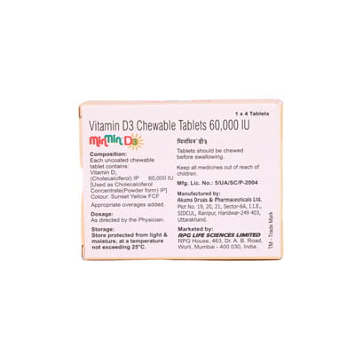 Minmin D3 Strip Of 4 Chewable Tablets