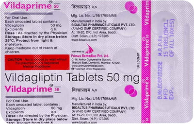 Vildaprime 50mg Strip Of 15 Tablets