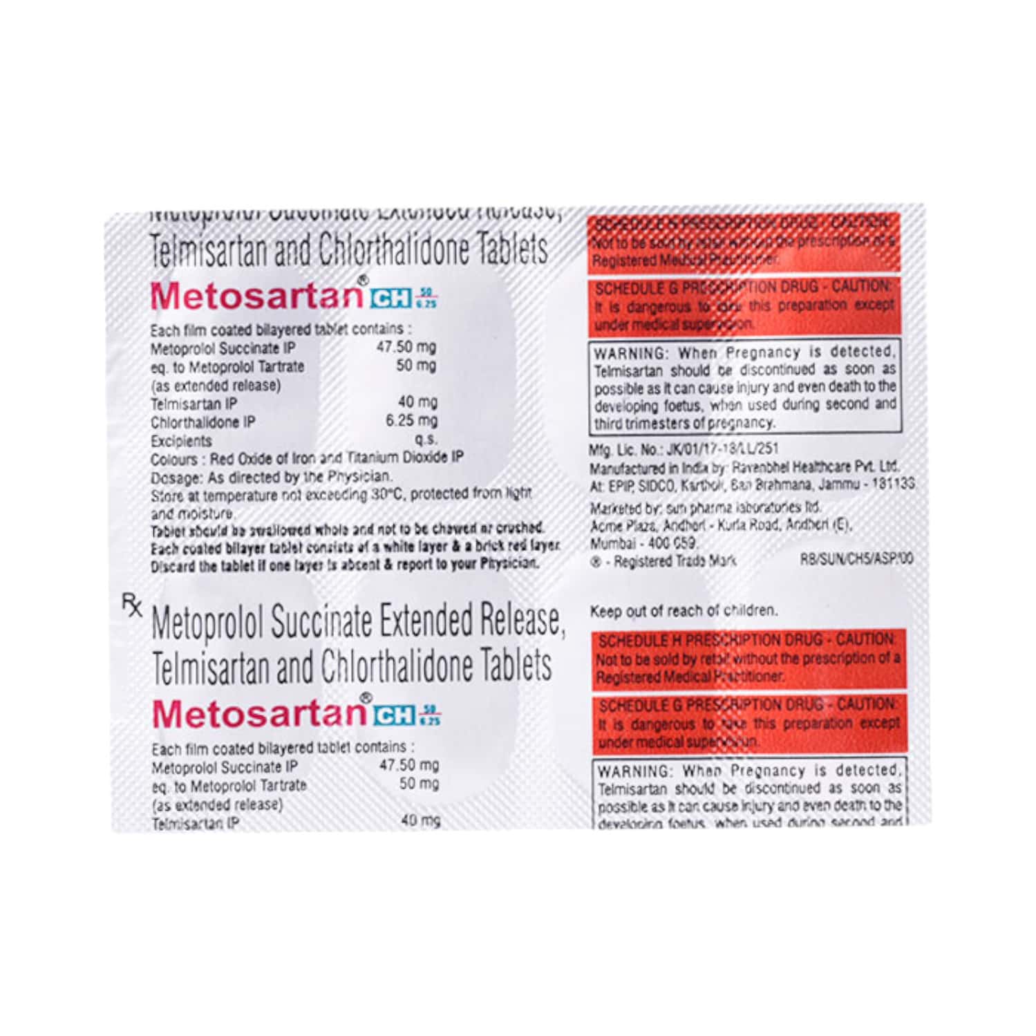 metosartan ch 50 6.25mg tablets