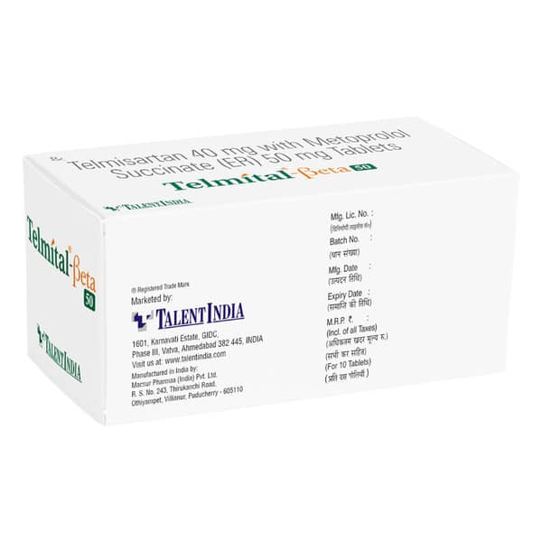 Telmital Beta 50mg Strip Of 10 Tablets